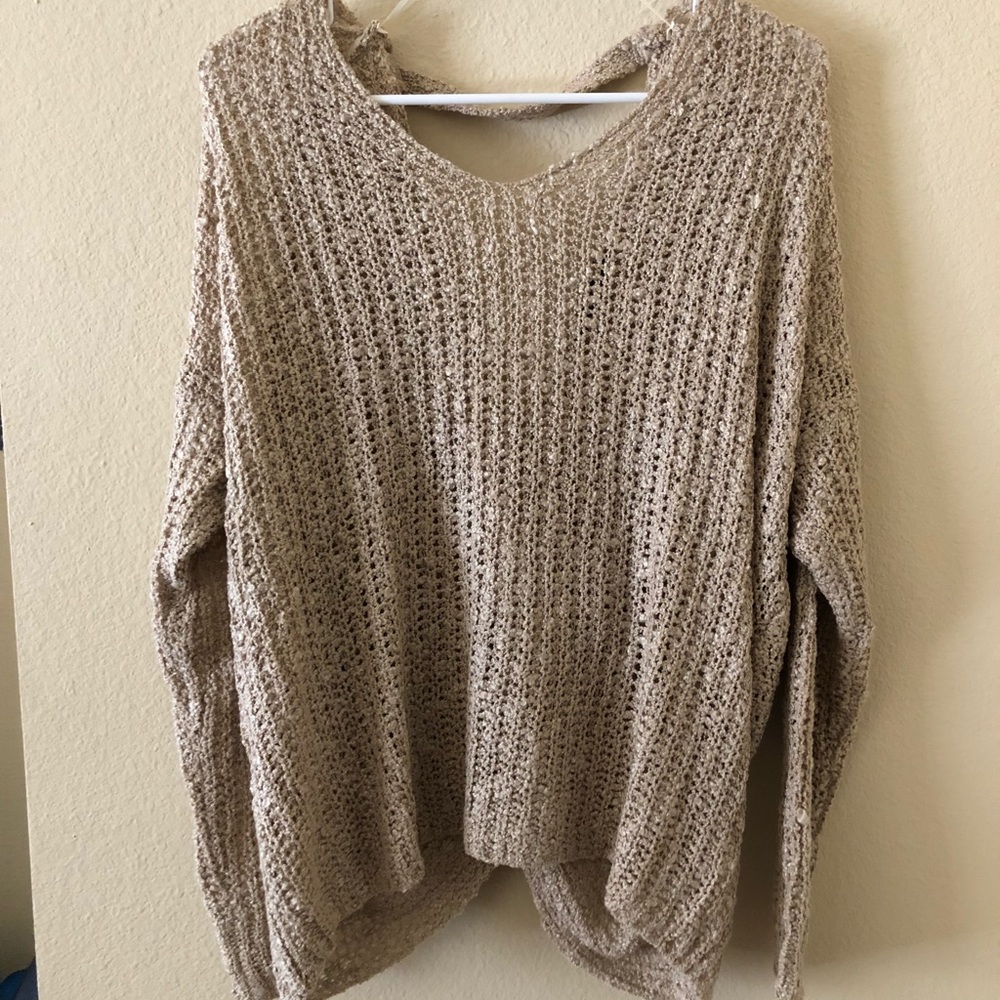 Priceless Boutique Beige Open Back Sweater 🍁
